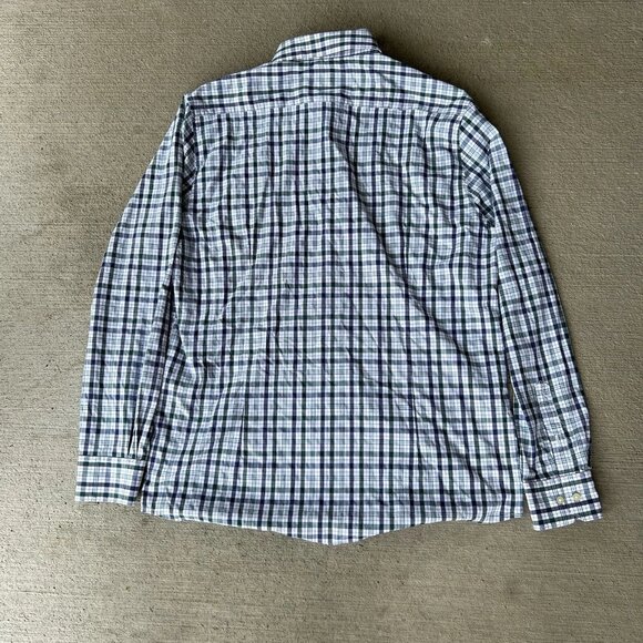 Barbour Men’s Tailored Fit Plaid Button-Down Shirt Size Large Blue Gray Check - Picture 2 of 6